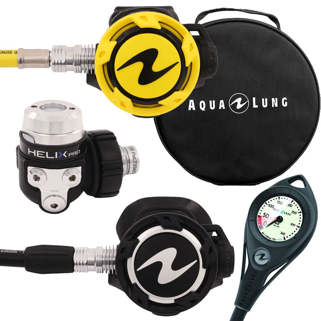 Aqualung Pack Regulador Helix PRO DIN + Octopus + Manometro + Bolsa